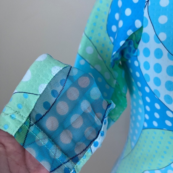 Ibkul Seafoam Green Dots Swirl Mock Neck Golf Sun Shirt Size Small - Picture 9 of 16